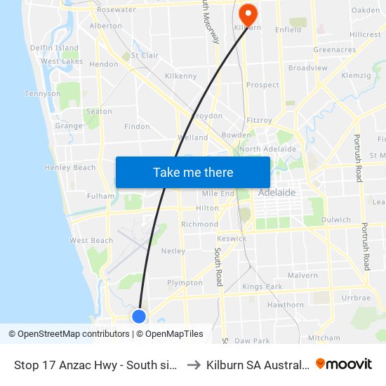 Stop 17 Anzac Hwy - South side to Kilburn SA Australia map