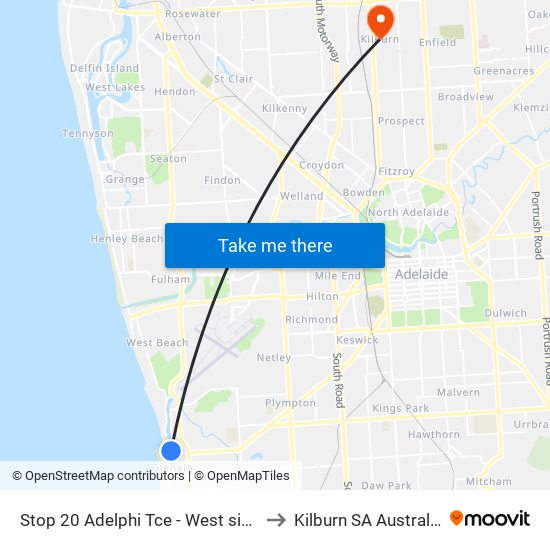 Stop 20 Adelphi Tce - West side to Kilburn SA Australia map