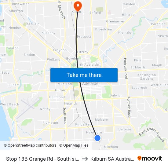 Stop 13B Grange Rd - South side to Kilburn SA Australia map