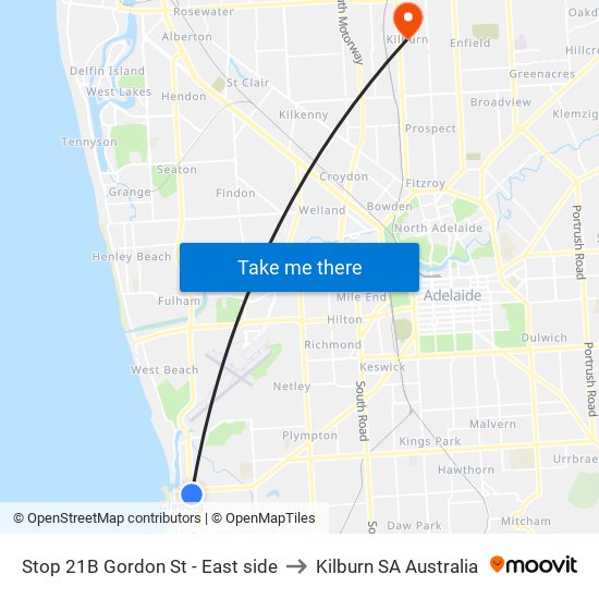 Stop 21B Gordon St - East side to Kilburn SA Australia map