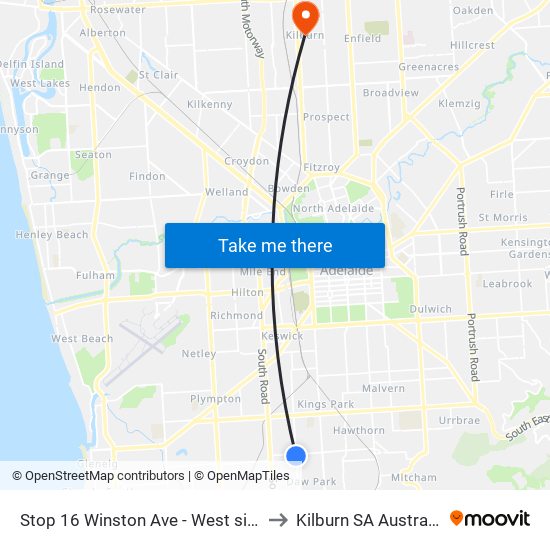 Stop 16 Winston Ave - West side to Kilburn SA Australia map