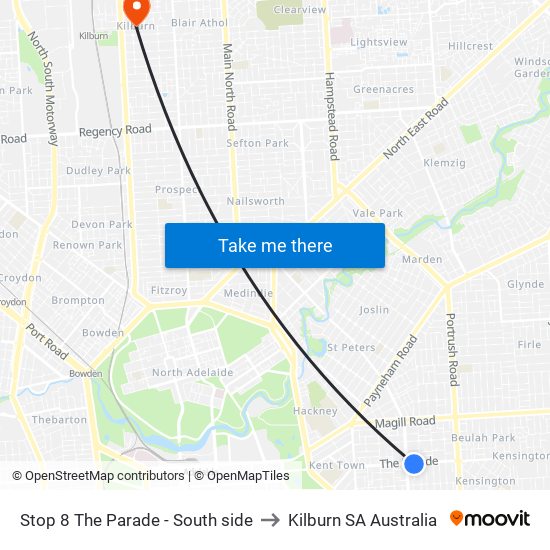 Stop 8 The Parade - South side to Kilburn SA Australia map