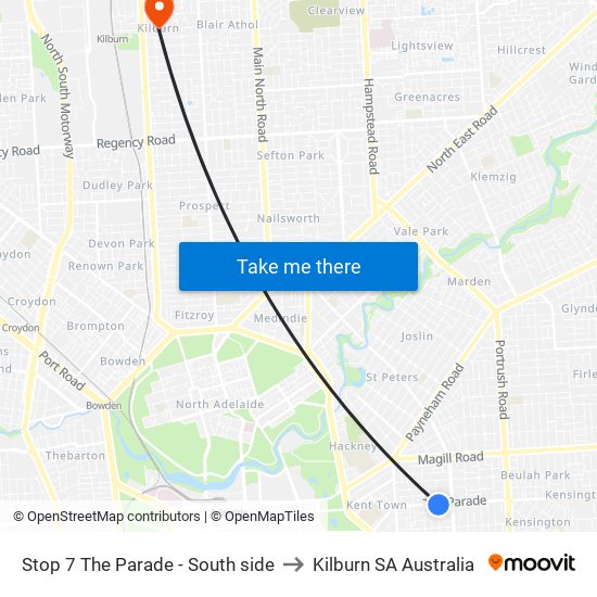 Stop 7 The Parade - South side to Kilburn SA Australia map