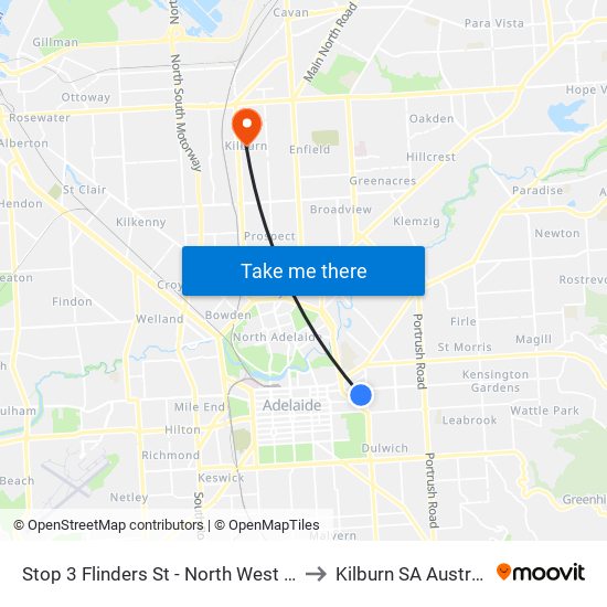 Stop 3 Flinders St - North West side to Kilburn SA Australia map