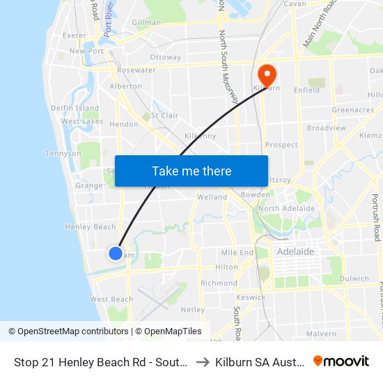 Stop 21 Henley Beach Rd - South side to Kilburn SA Australia map