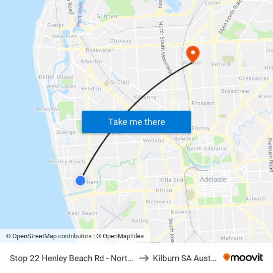 Stop 22 Henley Beach Rd - North side to Kilburn SA Australia map