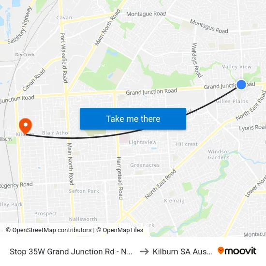 Stop 35W Grand Junction Rd - North side to Kilburn SA Australia map