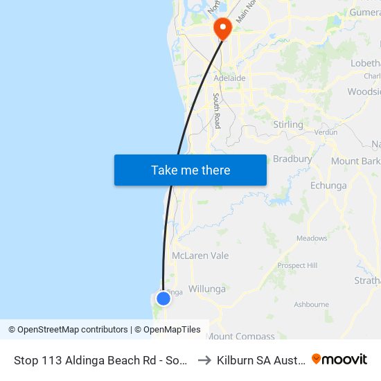 Stop 113 Aldinga Beach Rd - South side to Kilburn SA Australia map