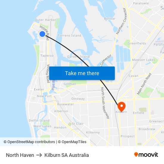 North Haven to Kilburn SA Australia map