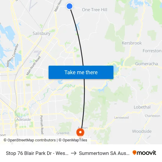 Stop 76 Blair Park Dr - West side to Summertown SA Australia map
