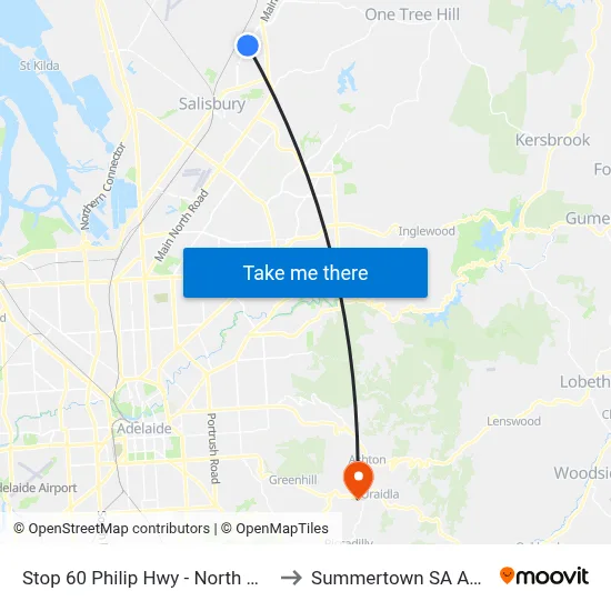 Stop 60 Philip Hwy - North West side to Summertown SA Australia map