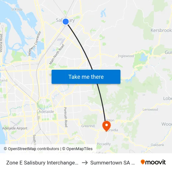 Zone E Salisbury Interchange - East Side to Summertown SA Australia map