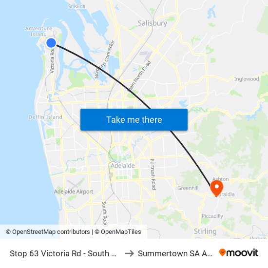 Stop 63 Victoria Rd - South West side to Summertown SA Australia map