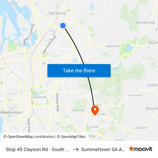 Stop 45 Clayson Rd - South West side to Summertown SA Australia map