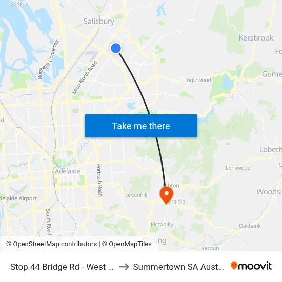 Stop 44 Bridge Rd - West side to Summertown SA Australia map