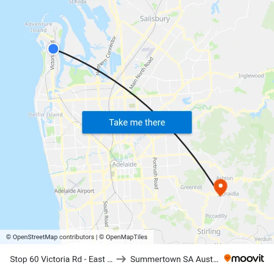 Stop 60 Victoria Rd - East side to Summertown SA Australia map