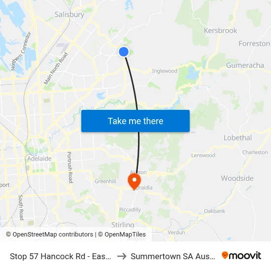 Stop 57 Hancock Rd - East side to Summertown SA Australia map