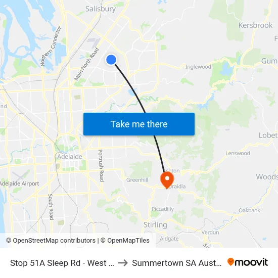 Stop 51A Sleep Rd - West side to Summertown SA Australia map