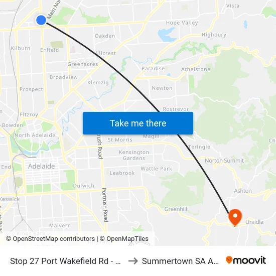 Stop 27 Port Wakefield Rd - West side to Summertown SA Australia map