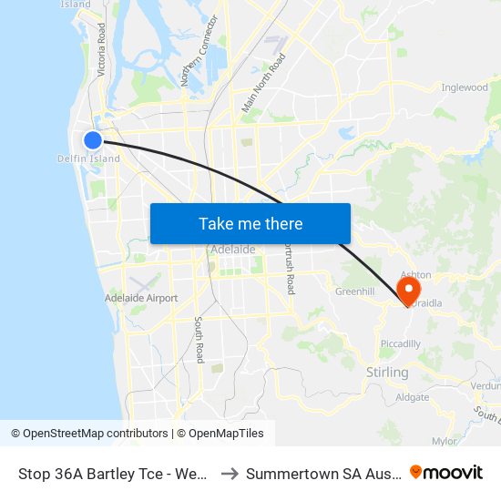 Stop 36A Bartley Tce - West side to Summertown SA Australia map
