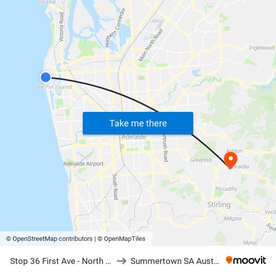 Stop 36 First Ave - North side to Summertown SA Australia map