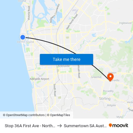 Stop 36A First Ave - North side to Summertown SA Australia map