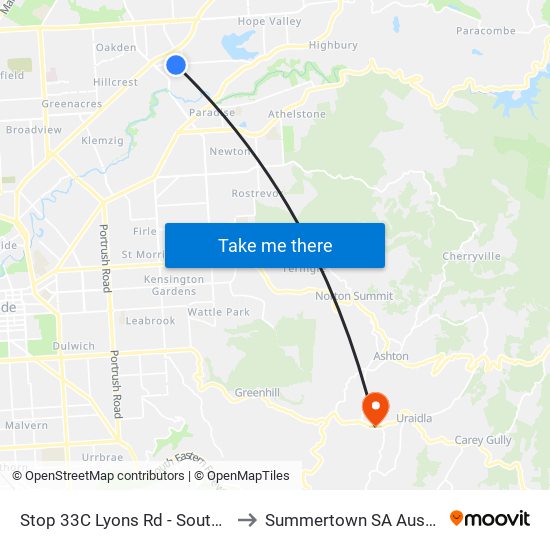 Stop 33C Lyons Rd - South side to Summertown SA Australia map