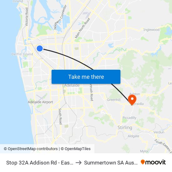 Stop 32A Addison Rd - East side to Summertown SA Australia map