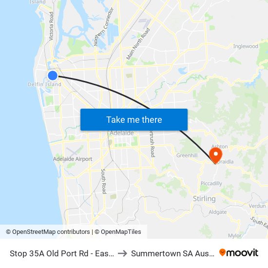 Stop 35A Old Port Rd - East side to Summertown SA Australia map