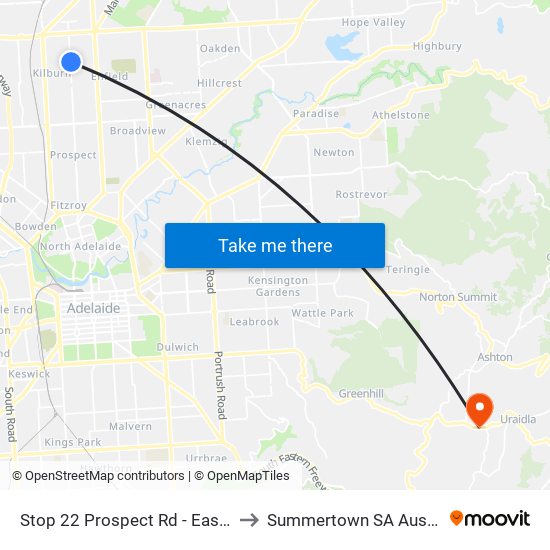 Stop 22 Prospect Rd - East side to Summertown SA Australia map