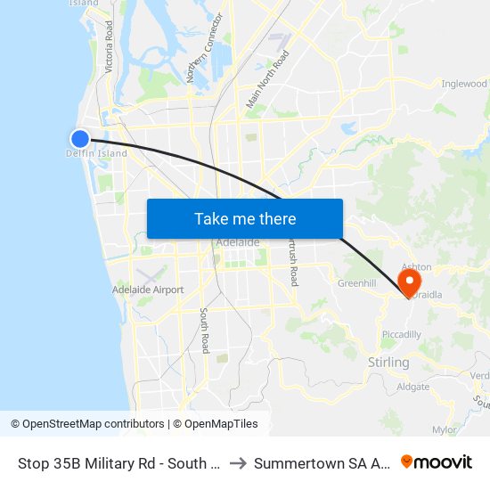 Stop 35B Military Rd - South West side to Summertown SA Australia map