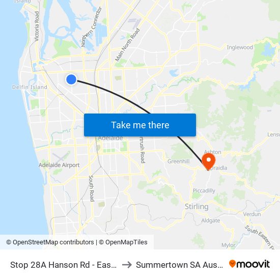 Stop 28A Hanson Rd - East side to Summertown SA Australia map