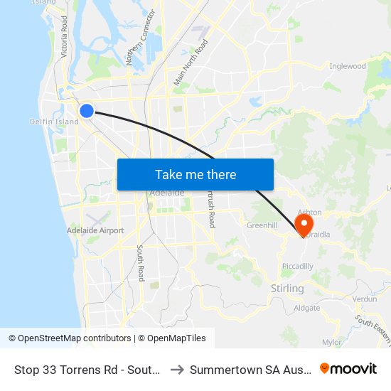 Stop 33 Torrens Rd - South side to Summertown SA Australia map