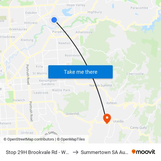 Stop 29H Brookvale Rd - West side to Summertown SA Australia map