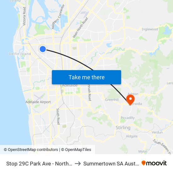 Stop 29C Park Ave - North side to Summertown SA Australia map