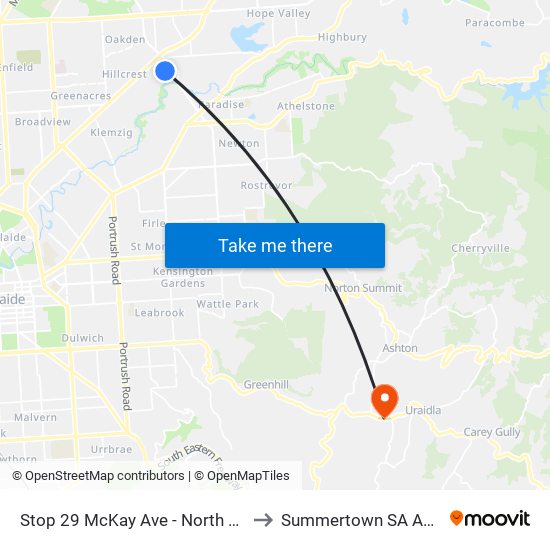 Stop 29 McKay Ave - North East side to Summertown SA Australia map