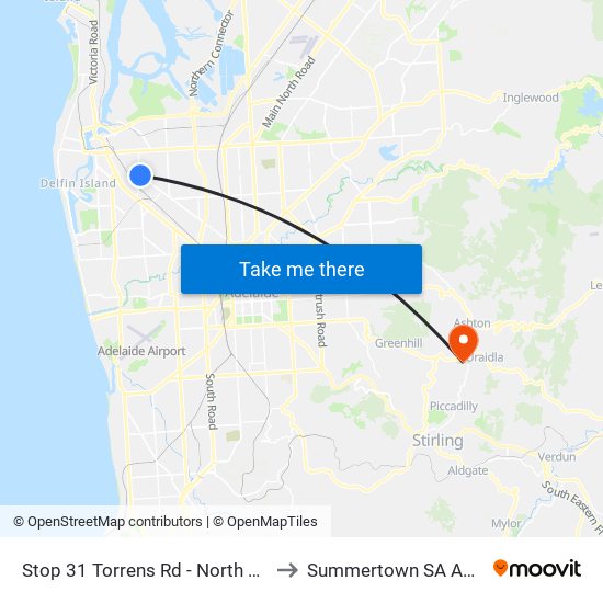 Stop 31 Torrens Rd - North East side to Summertown SA Australia map