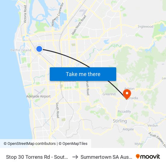 Stop 30 Torrens Rd - South side to Summertown SA Australia map