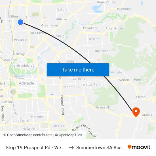 Stop 19 Prospect Rd - West side to Summertown SA Australia map