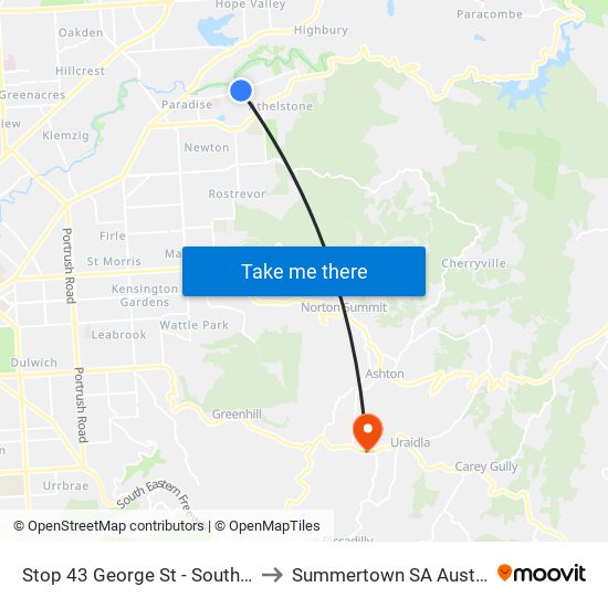 Stop 43 George St - South side to Summertown SA Australia map