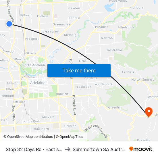 Stop 32 Days Rd - East side to Summertown SA Australia map