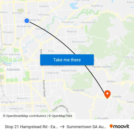 Stop 21 Hampstead Rd - East side to Summertown SA Australia map