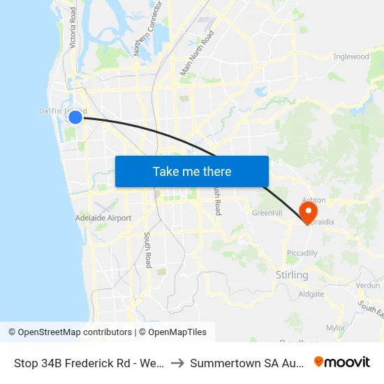 Stop 34B Frederick Rd - West side to Summertown SA Australia map