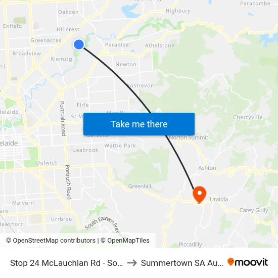 Stop 24 McLauchlan Rd - South side to Summertown SA Australia map