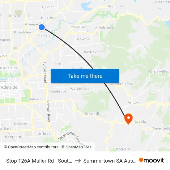 Stop 126A Muller Rd - South side to Summertown SA Australia map
