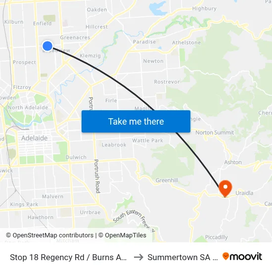 Stop 18 Regency Rd / Burns Ave - South side to Summertown SA Australia map