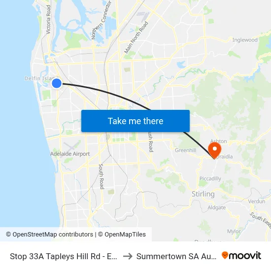 Stop 33A Tapleys Hill Rd - East side to Summertown SA Australia map