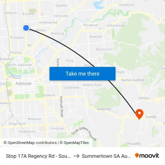 Stop 17A Regency Rd - South side to Summertown SA Australia map