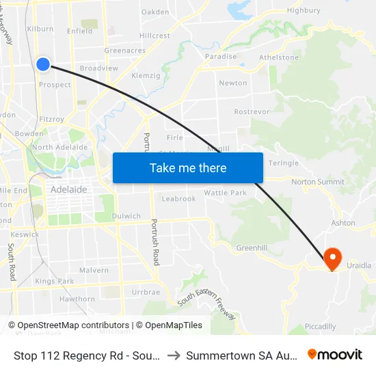 Stop 112 Regency Rd - South side to Summertown SA Australia map