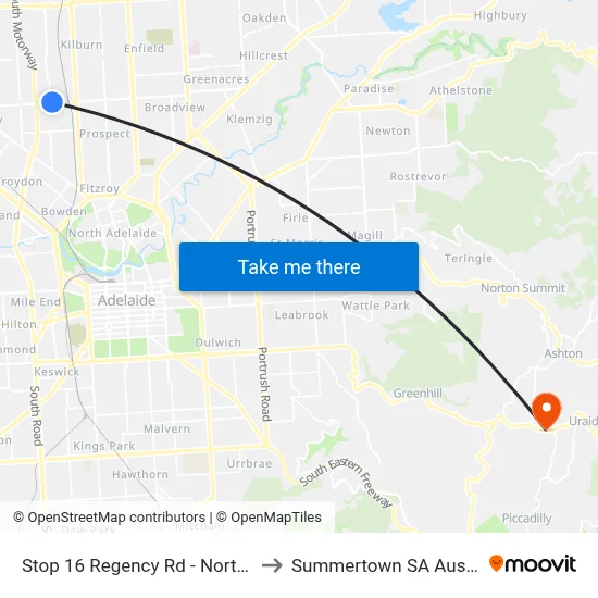 Stop 16 Regency Rd - North side to Summertown SA Australia map